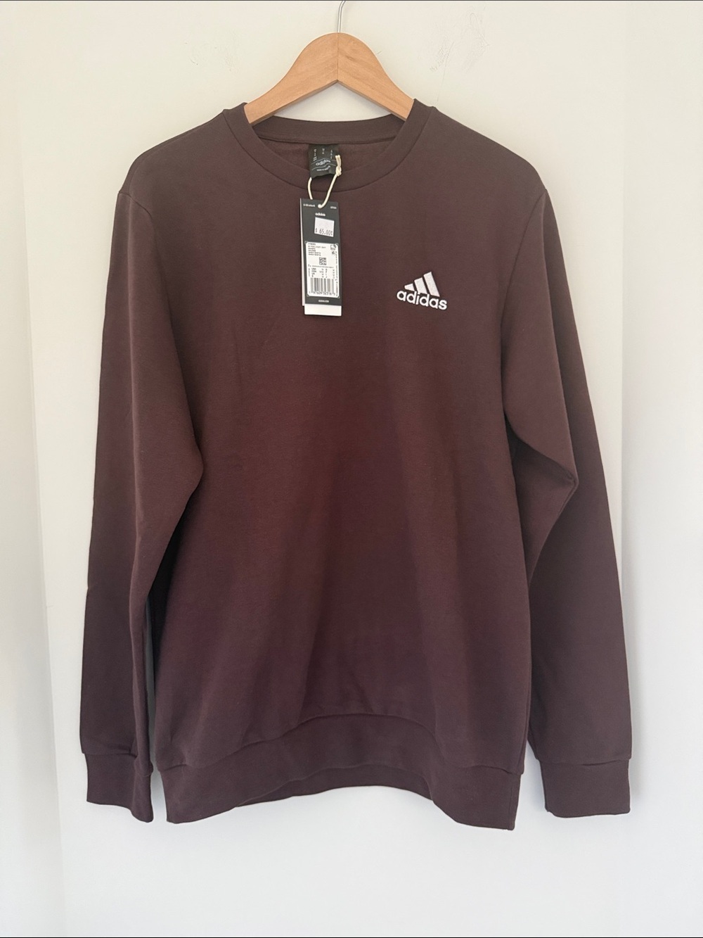 Adidas Men's Crewneck Sweatshirt in Chocolate Brown with White Logo NWT